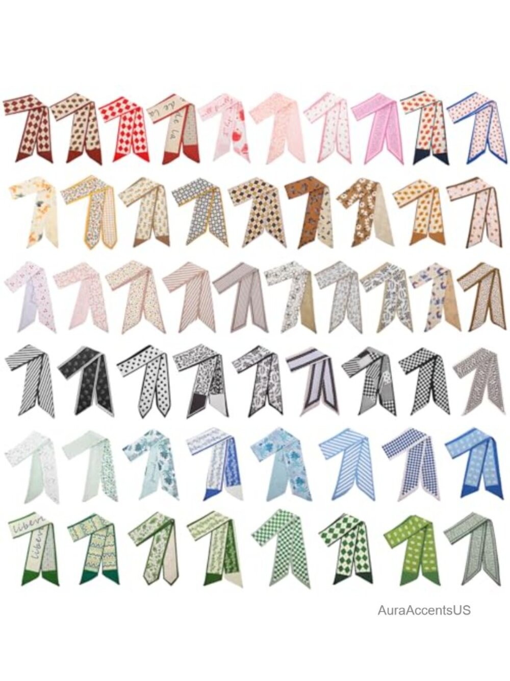 Silk Scarves for Women Multifunctional Boho Satin Neck Scarves, 54-Piece Set